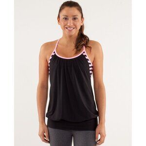 Lululemon No Limits Tank-Sea Stripe Printed Pink Shell SIZE 6